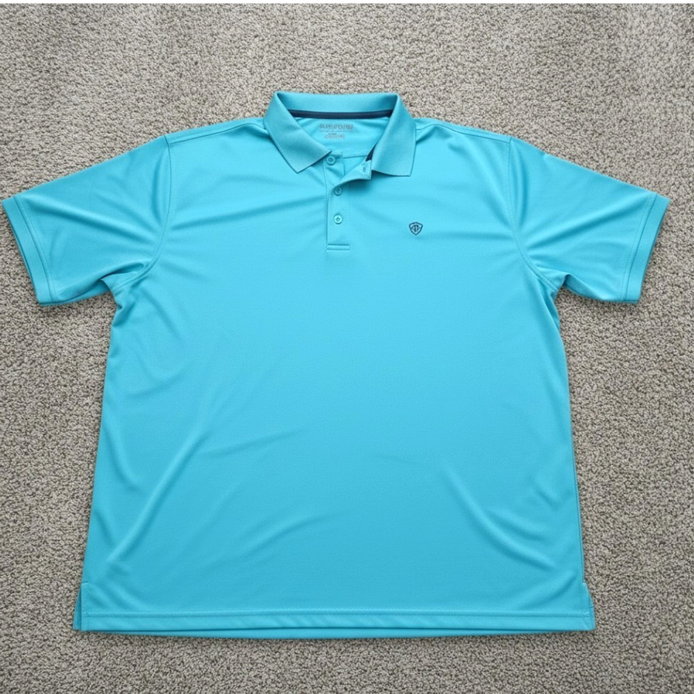 Ariat Tek Polo Shirt Mens 2XL XXL Blue Stretch Performance Golf Moisture Wick